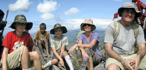 Damon, Brendan, Emma and Steve Yates in East Timor last year. Mrs Yates will return to the island in May. Damon, Brendan, Emma and Steve Yates in East Timor last year. Mrs Yates will return to the island in May.